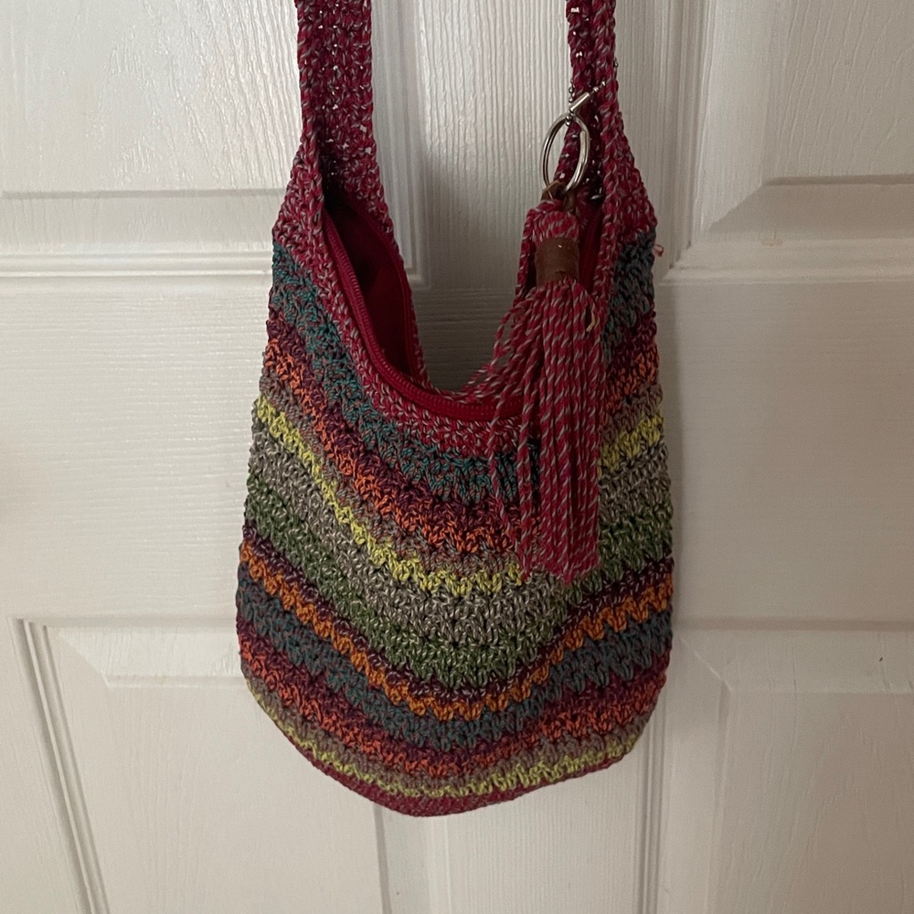 The Sak Crochet boho Striped Crossbody Bag Tassel Messenger Purse. Gorgeous!